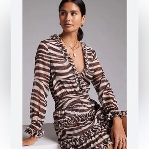 Misa Los Angeles Zebra Ruffle Mini Dress